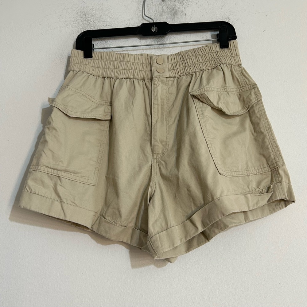 Abercrombie & Fitch High Rise Cargo Utility Cotton Shorts Tan Neutral Medium
